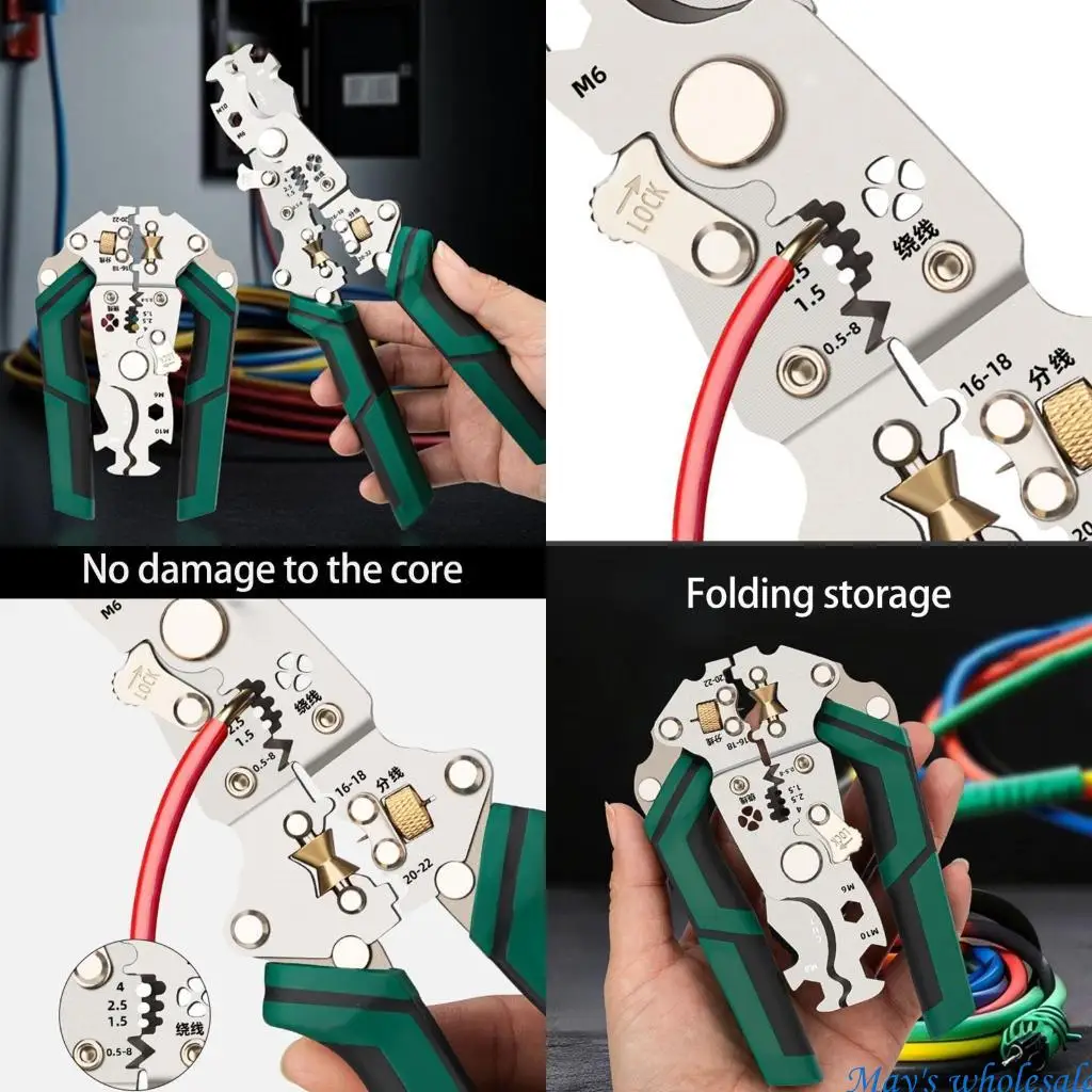 

Foldable Wire Stripper with Crimping Capability Versatile Wire Processing Tool 448A