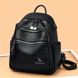 Soft Leather Women Backpacks Designer Casual Ladies School Teenger Travel Bag for Women Large Capacity Bookbag Simple Backpack