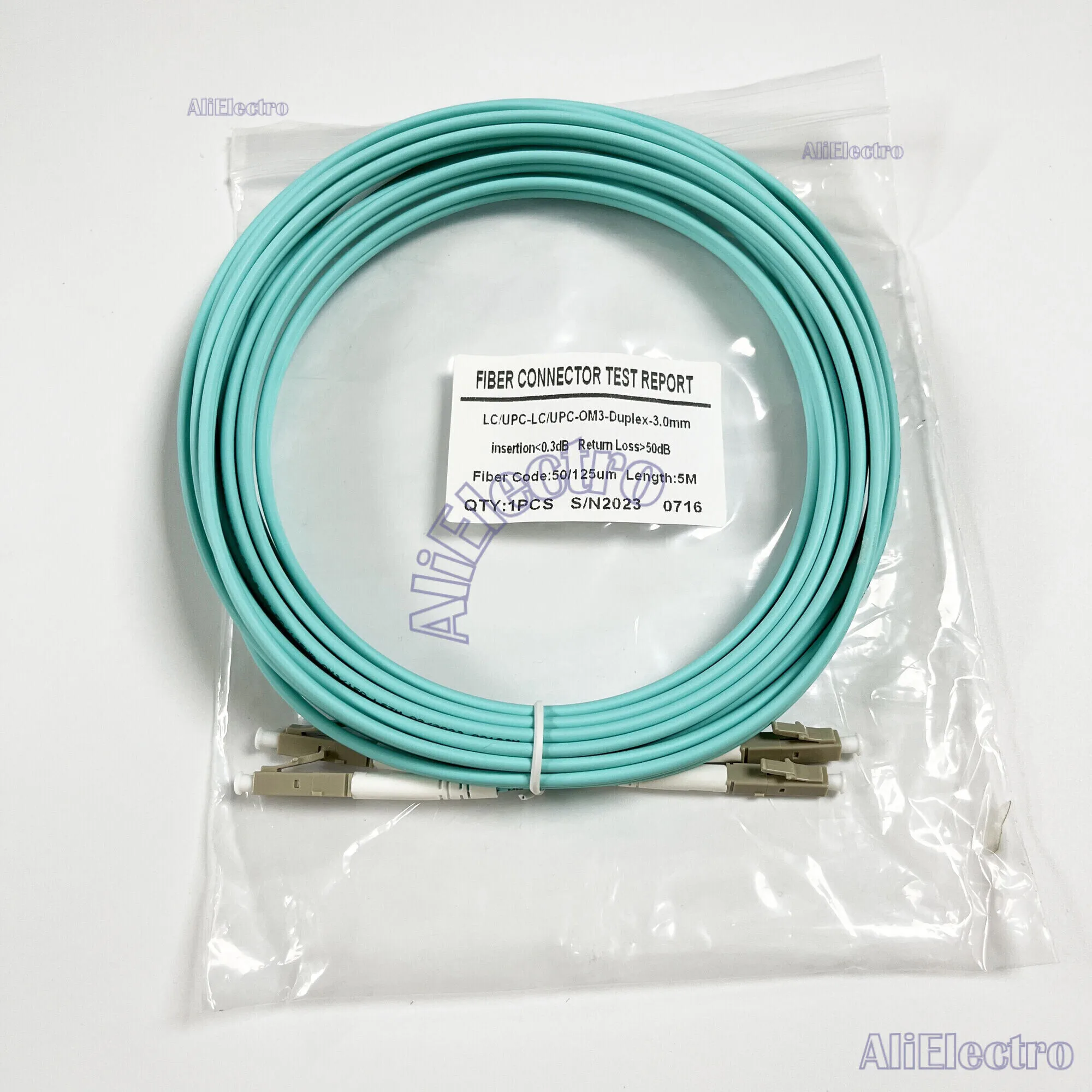 Cable multimodo OM3 de LC-LC, Cable de conexión de puente óptico de fibra de LC-UPC dúplex multimodo de 2,0/3,0 Mm, 1M/2M/3M/5M, lote de 5 uds.