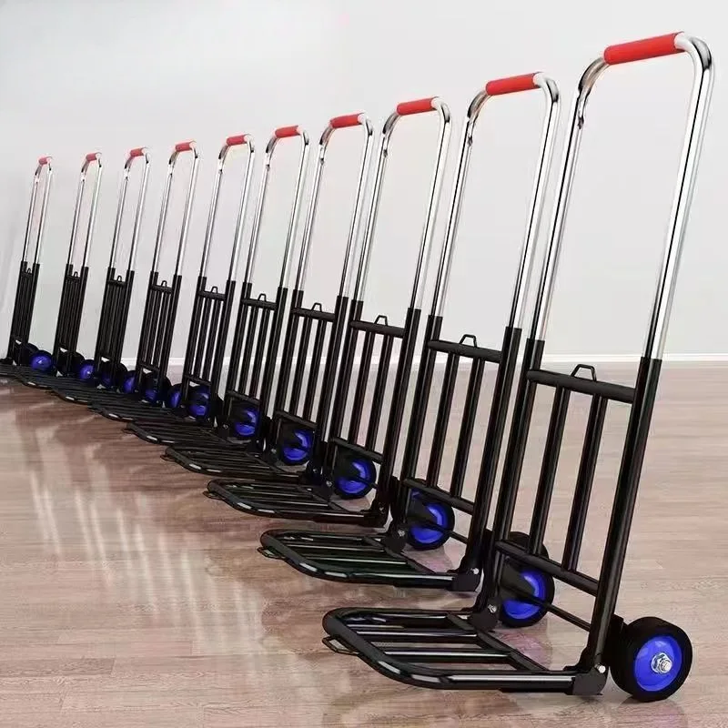 Small pull-up cart folding household handling trailer shopping shopping shopping stall trolley light portable luggage pull truck