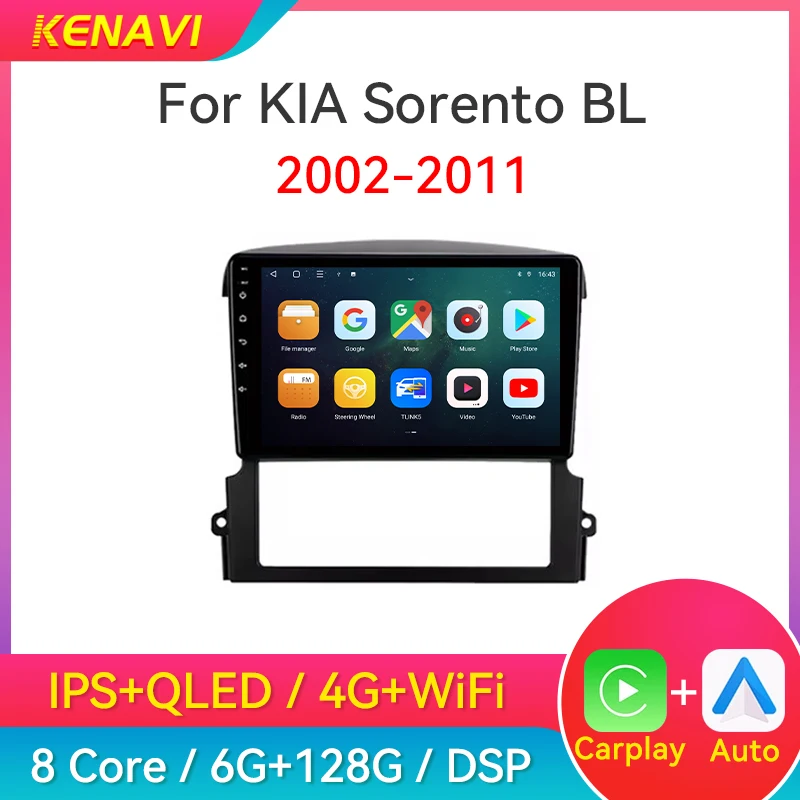Car Stereo Radio For KIA Sorento BL 2002-2011 4G Carplay Android  Auto GPS Screen Head Unit Lntelligent Center Multimedia Player