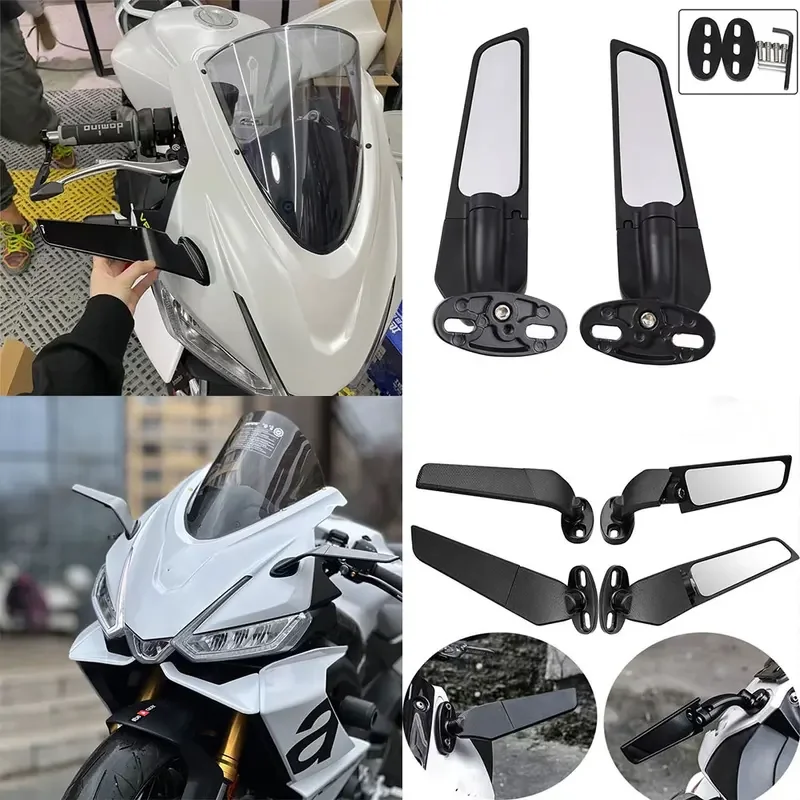 

For Aprilia RS660 Tuono660 RSV4 Modified Motorcycle Winglets Mirrors Wind Wing Adjustable Rotating Rearview Mirror Side