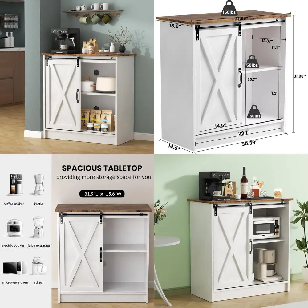 

Кофейный шкаф-бар в деревенском стиле с раздвижными дверцами, идеально подходит для кухни, столовой и гостиной