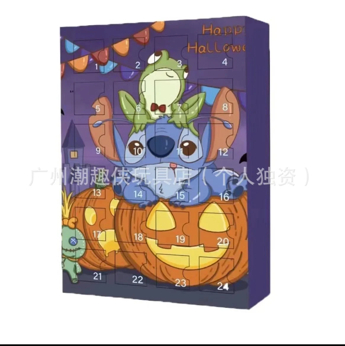 New Stitch Disney Halloween Gift Box Kawaii Cartoon 24 Days Halloween Advent Calendar Anime Figure Kids Toys Children Gifts