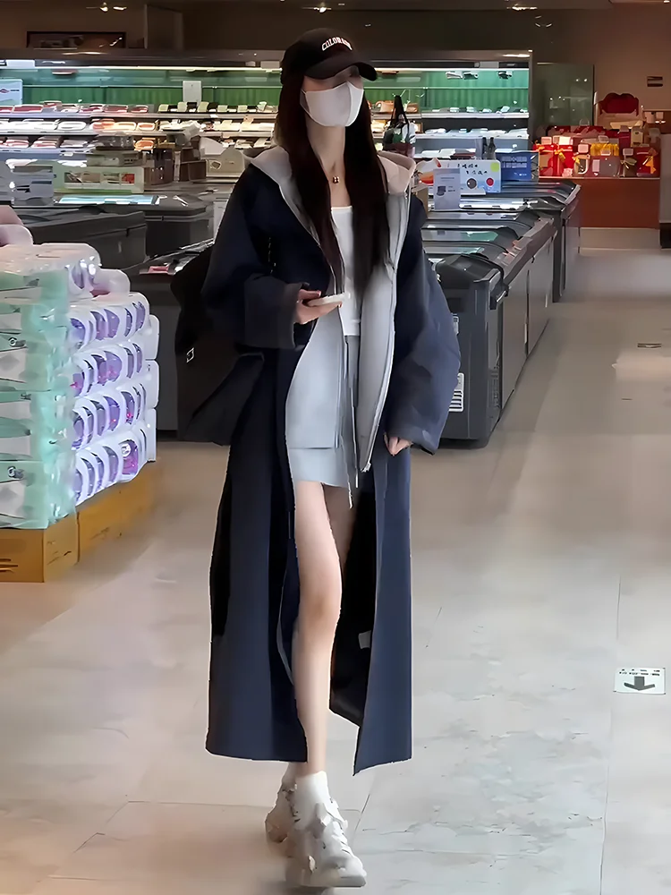 

Весенняя женская прямая удлиненная куртка 2025 года, однотонная, в корейском стиле, повседневная, высококачественная, элегантная верхняя одежда