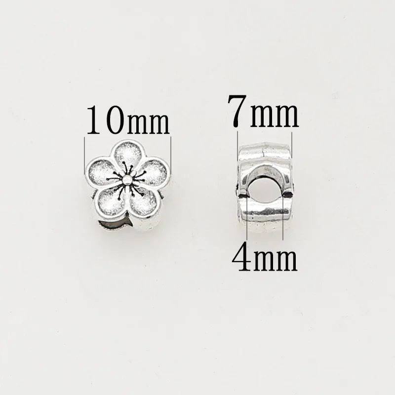 20pcs/Lot Sweet Bring Love Peach Flower Loose Beads 10x7mm Big Hole Bracelets Thread Cubic Solid Spacers DIY Jewelry Findings image 3