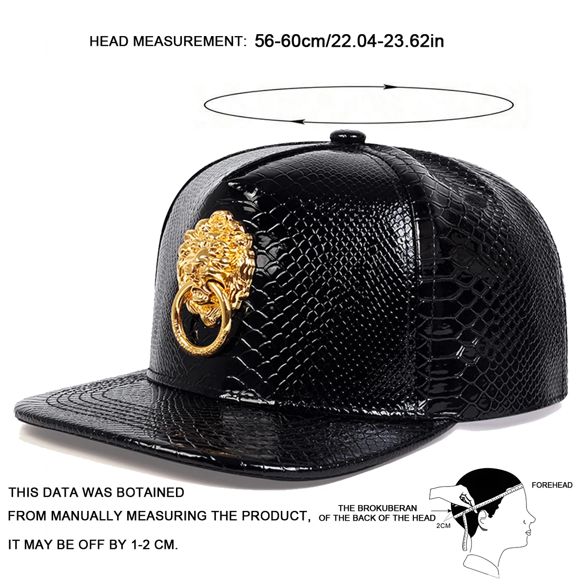 Unisex Iron Ring Lion Head Label Leather Hip-hop Hats Spring Autumn Outdoor Adjustable Casual Baseball Caps Sunscreen Hat