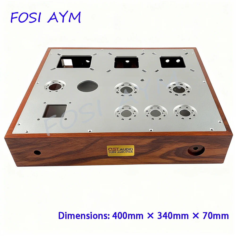 

400*340*70mm FOSI AYM Red Wooden Power Amplifier Case, Class A Preamplifier Shell, Vacuum Tube Amplifier Audio Chassis, DIY Box