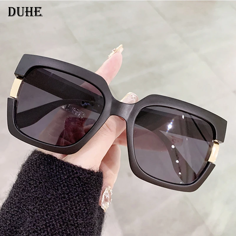 Fashionable square frame sunglasses frosted color high-end sunglasses UV400 metal inlaid ins style sunglasses DUHE2411