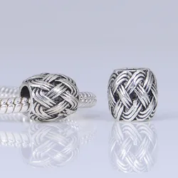 10Pcs Metal Round Loose Spacer Beads Charm Antique Silver Big Hole Bead for Jewelry Making Bracelet DIY Handmade Accessories