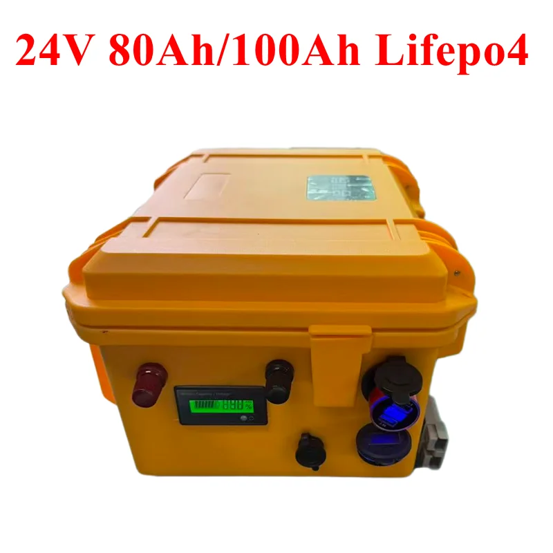 24V 25.6V 80AH 100AH Lifepo4 lithium​​ Battery pack with Bluetooth BMS 100A power supply 2000W for inverter fishing boat