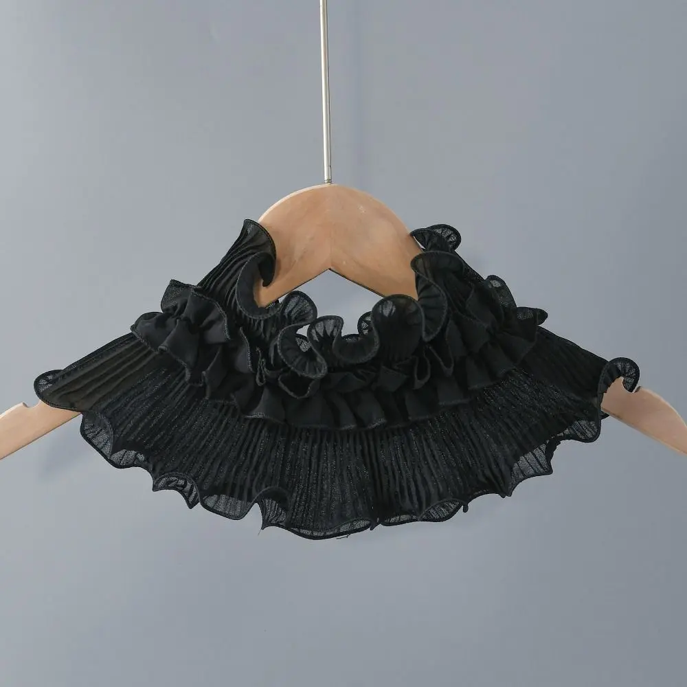New Ruffled Edge Fake Collar Detachable Black White High Neck Collar False Collar Autumn Winter for Women Girls