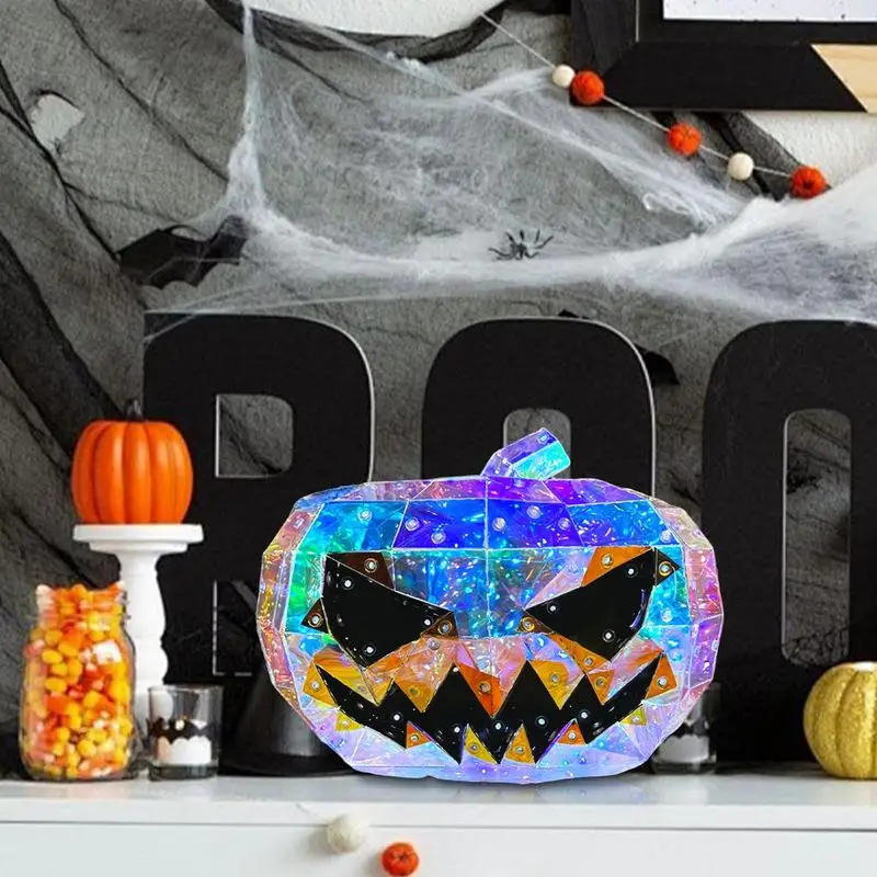 

Prismatic LED Pumpkin Lights Halloween Pumpkin Colorful Decoration Lantern Indoor Halloween Pumpkin Tabletop Decorations For