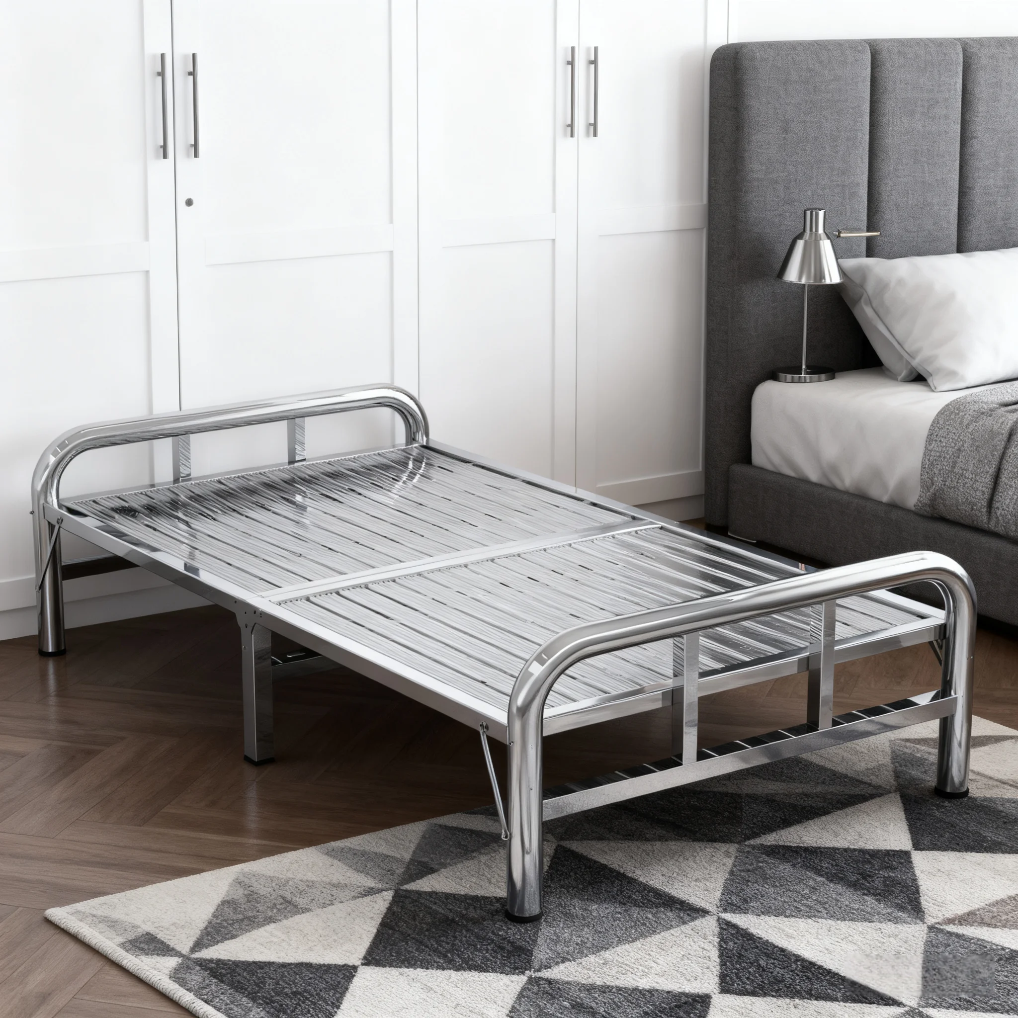 

Instant Folding Camp Bed with Stainless Steel Frame for Adults Portable Sleeper for Office Guest Room & Travel