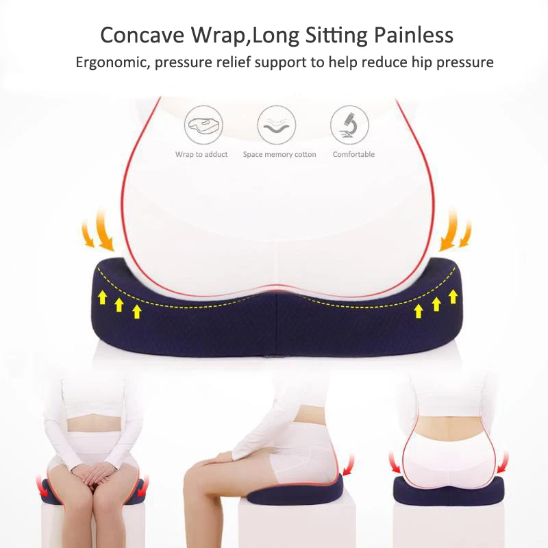 Seat Cushion for Office Chair Car Memory Foam Haemorrhoids Pad Pressure Relief Ergonomic Hip Coccyx Support Orthopedic Cushions