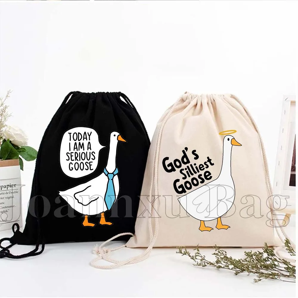 

Cute Lovely Certified Silly Goose Cartoon Gift Drawstring Backpack Bag Sports Gym Sackpack String Bag for Yoga Exercising Hiking