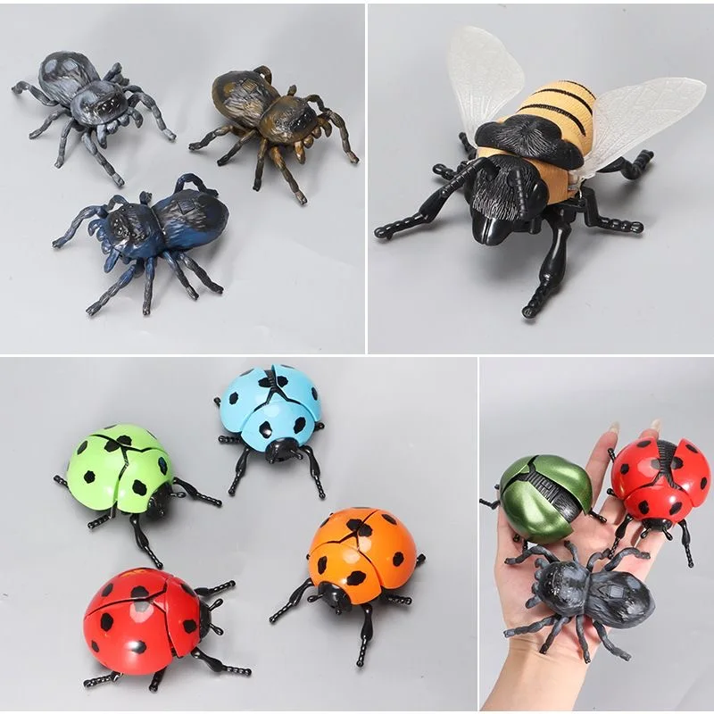 Jouets insectes à remonter, animaux de simulation enroulés, araignée, abeilles, coccinelles, foulards, cicadas, petits cadeaux pour enfants.