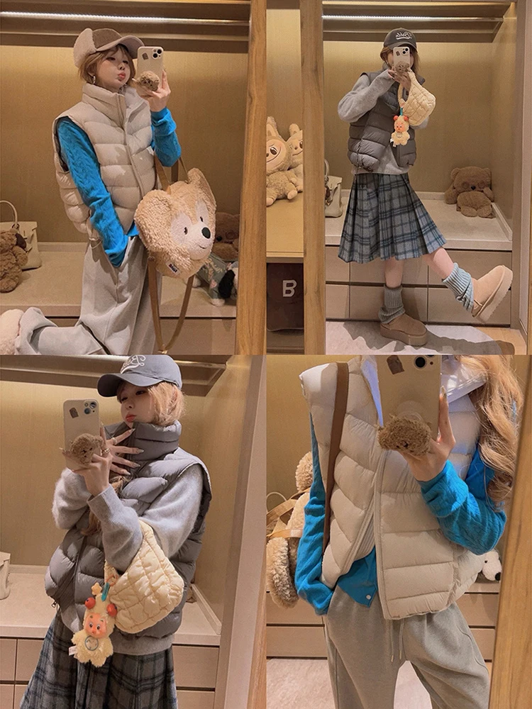 

Жилет Yukiss Plu ugh Du down Vest 90 White Du Feather с воротником-стойкой, женский, для повседневной носки, средней длины, на одной пуговице