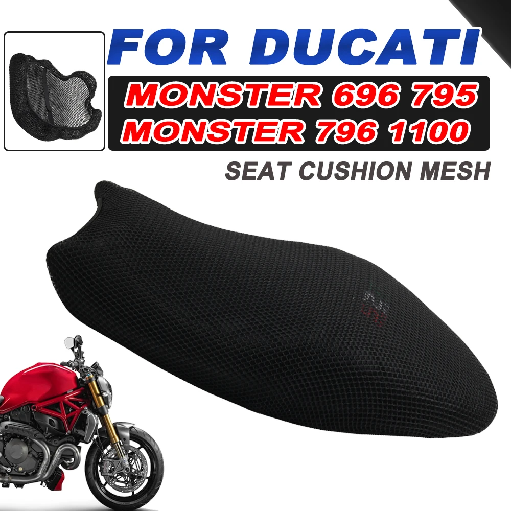 Motorcycle Seat Cover Cushion for Ducati Monster 796 696 795 1100 Accessorie Anti-Slip Cover Grid protection Pad Breathable Mesh