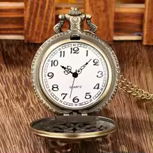 Octopus quartz pocket watch with vintage chain, open face