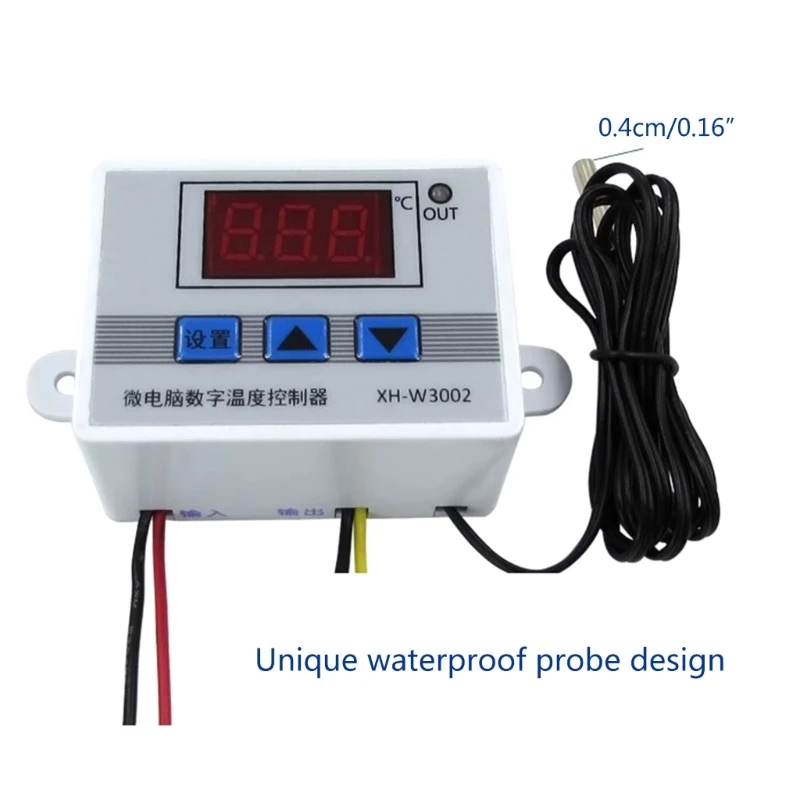 Digital Temperature Microcomputer Thermostat DC12V/24V AC220V with Probe Heat Cool Temp Thermostat Control Switches KXRE