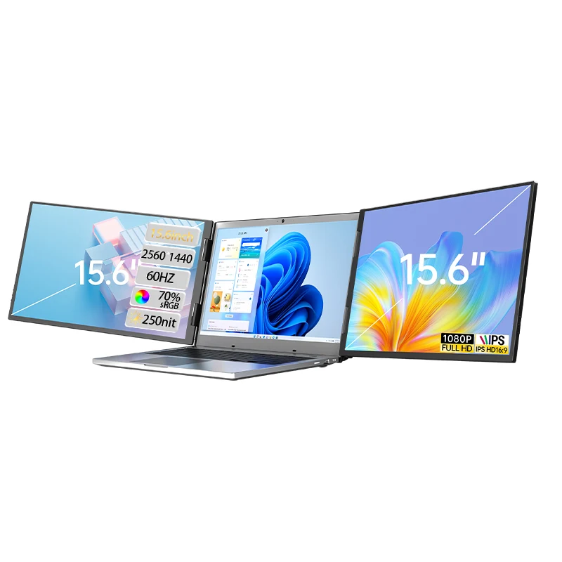 

Eimio Factory 15.6'' Tri Screen Extension For Laptop OEM Metal Laptop Screen IPS Type-C Triple Screen Laptop Extender
