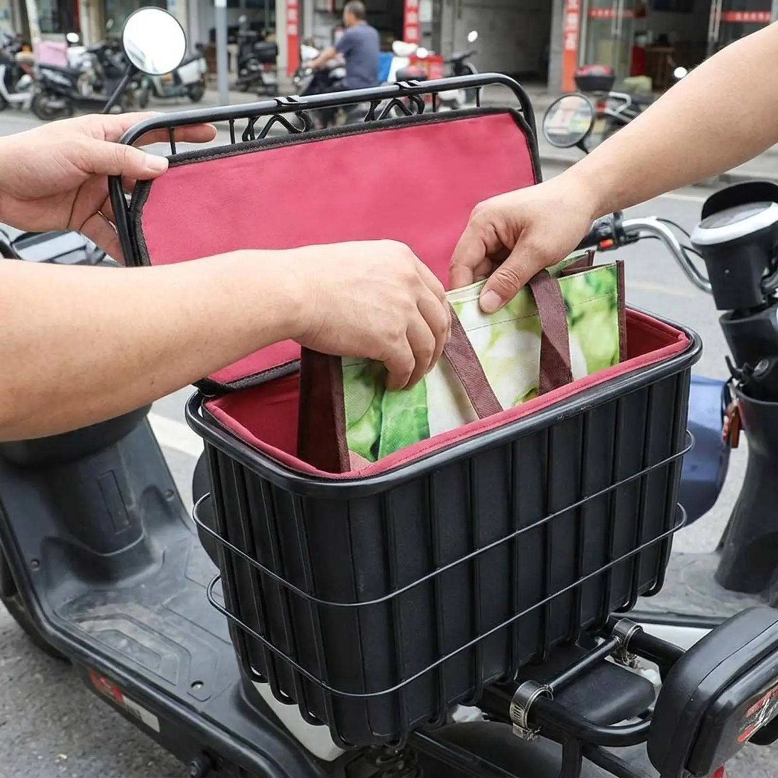 

Electric Scooter Rear Basket Sturdy Portable Leisure Rides Spacious Easy Installation ,Iron Wire Storage Basket Rear Cargo Rack