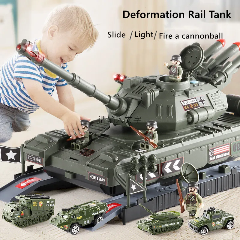 Music Electronic Tank Toy Simulation Military Tank Track Inertia Electric Car Launch Cannonball Funny Educational Toy For Kids