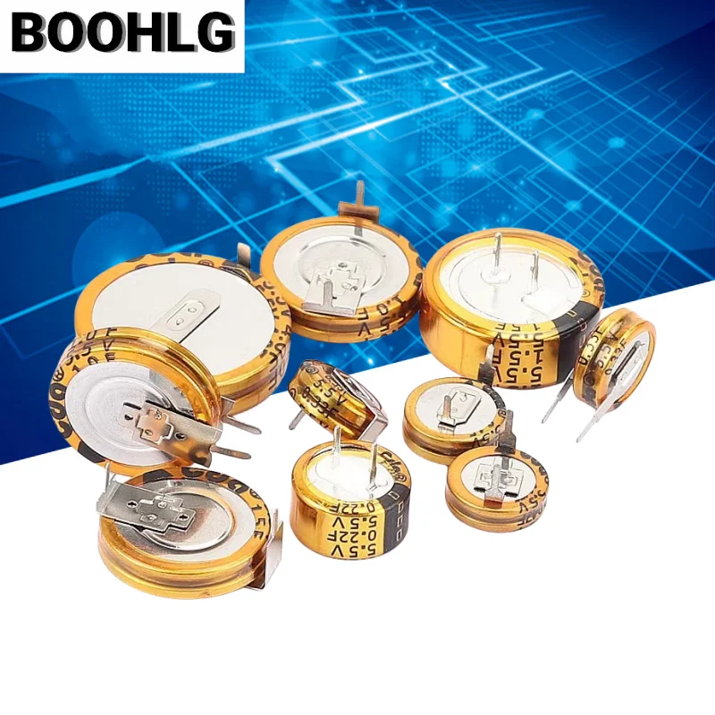5.5V 슈퍼 패럿 커패시터, H/V/C 타입 버튼 커패시턴스, 0.047F, 0.1F, 0.22F, 0.33F, 0.47F, 0.68F, 1F, 1.5F, 4.0F, 5.0F