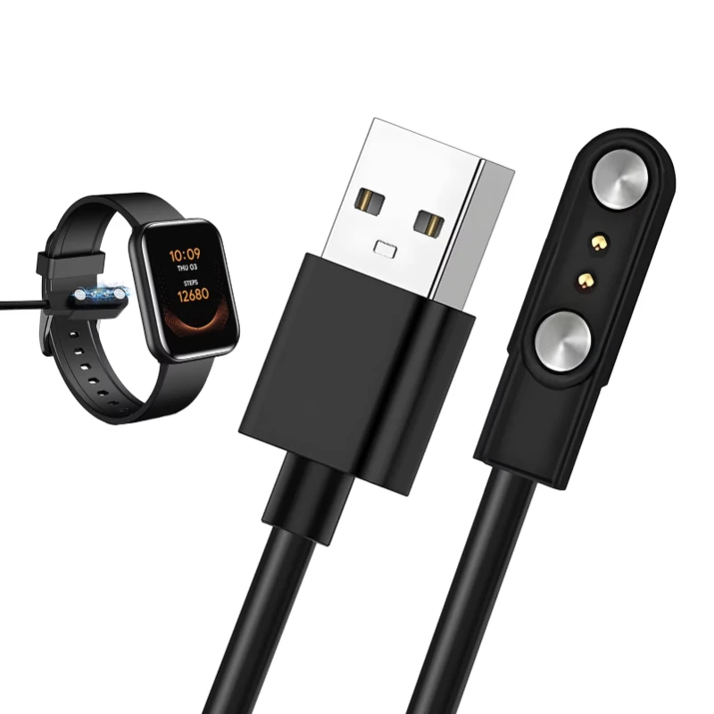 Magnetic Charge Charging Cable For Smart Watch For 2 Pins 2.84/4/7.62mm Distances Black Novel USB Power Charger Cables Universal
