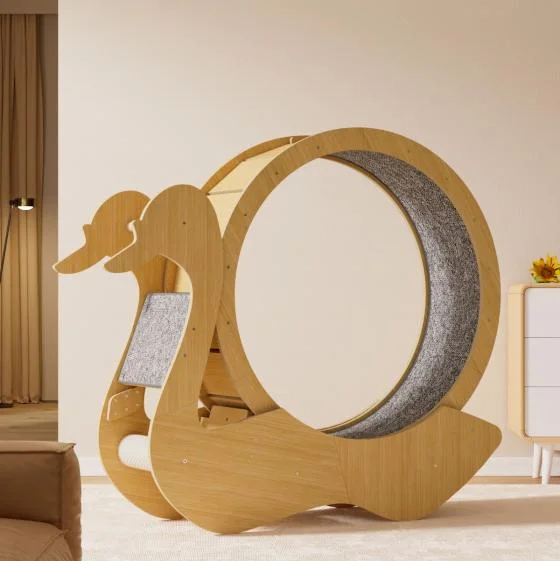 Cat Running Wheel Birch Wood Craft Multi-Layer Board Kraft Paper Rope Column Pet Exercise Interactive Toy Cat Treadmill