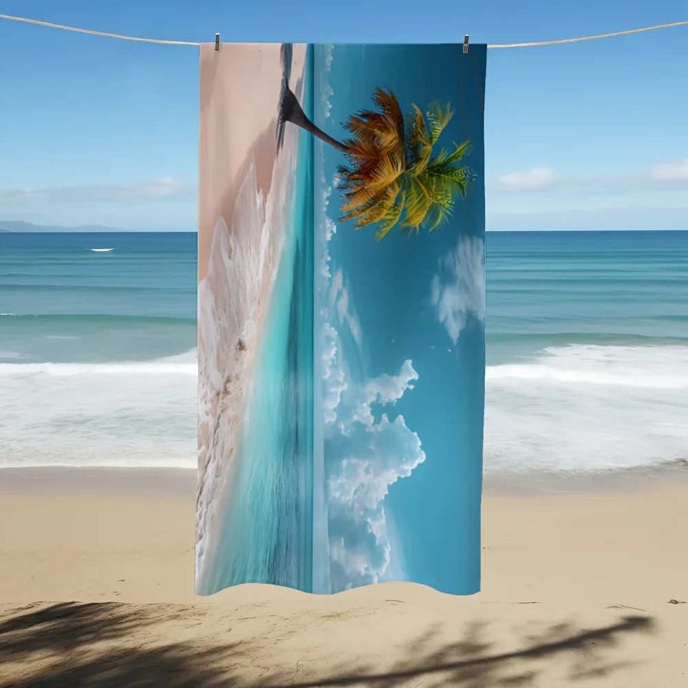 Custom Coconut Palm Beach Towel Personalized Ocean View 160x80cm Microfiber Bath Towels All Season Soft Absorbent Blanket