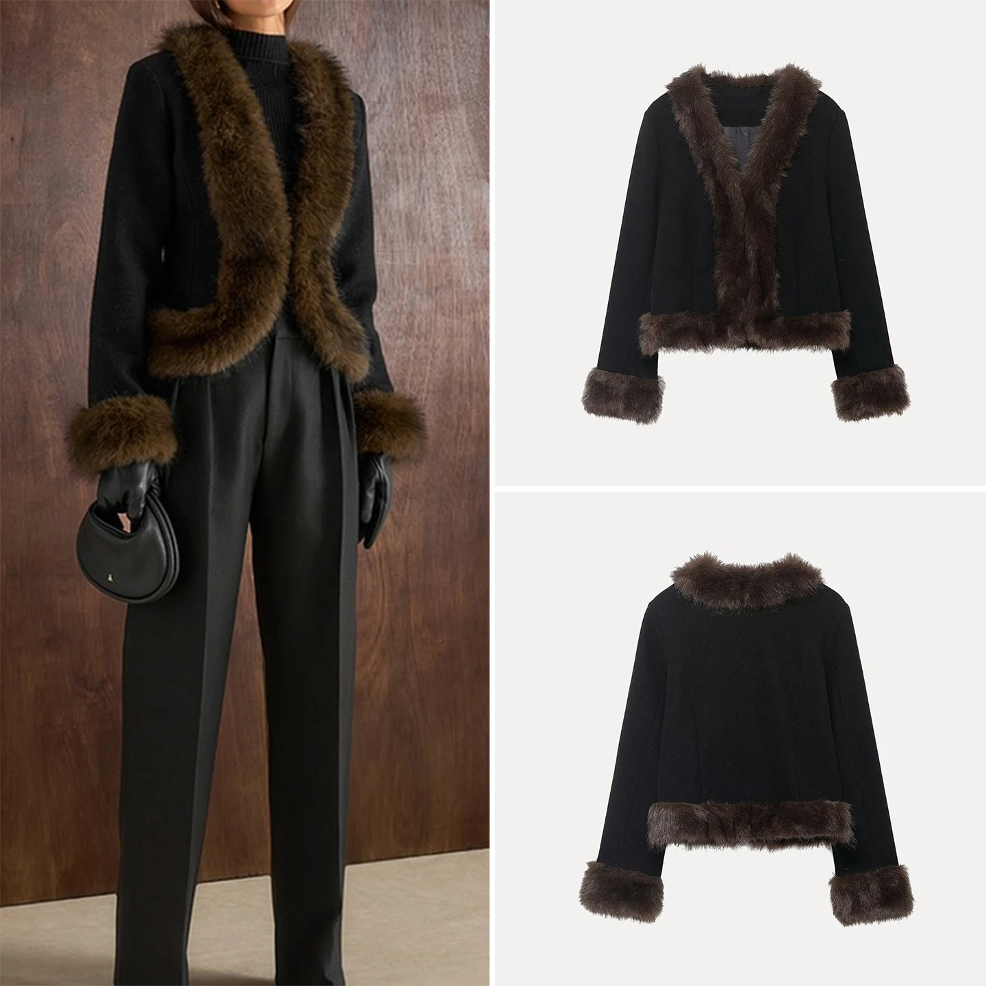 เสื้อโค้ทหนังผู้หญิงทรงเข้ารูป แต่งปกขนมิงค์ ดีไซน์เรียบหรู  สำหรับฤดูใบไม้ร่วง ปี 2025