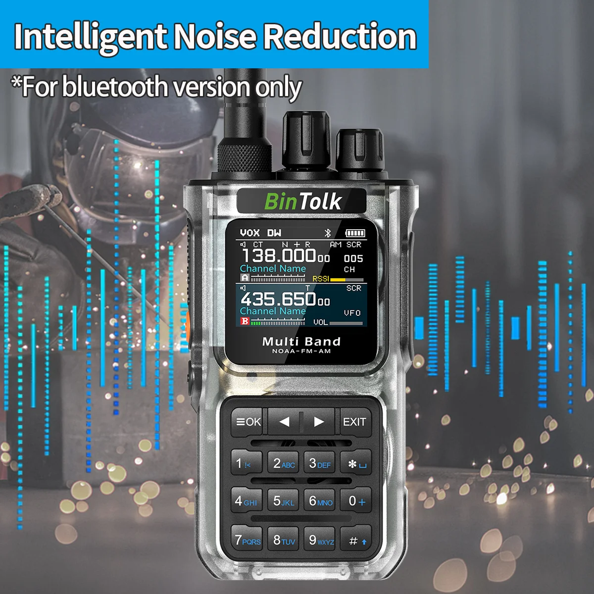 BinTolk Walkie Talkie BT8000 10W บลูทูธโปรแกรมกระพริบลดเสียงรบกวนกระพริบแบบพกพา AM วิทยุ FM สมัครเล่น