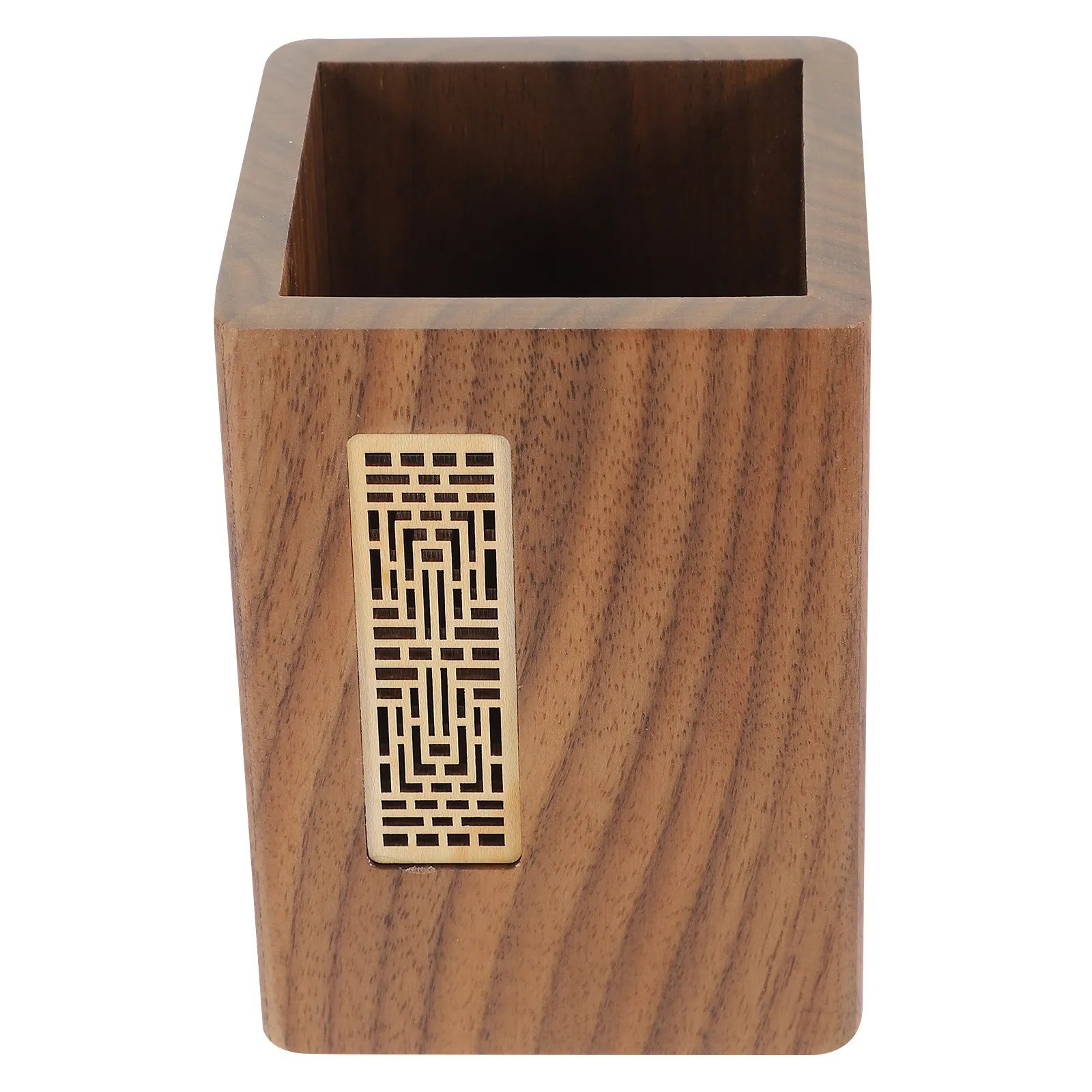 Solid Wood Japanese Style Pen Holder Desktop Organizer for Pencils Brushes Office Supplies Decorative Wooden Brush Pot