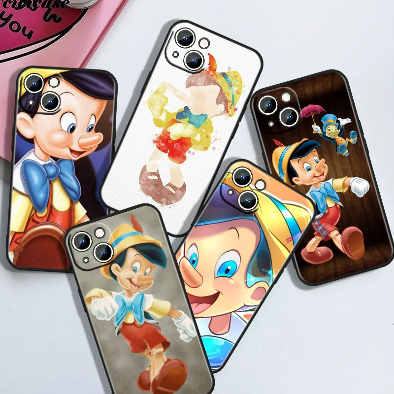 Disney Pinocchio Cute For iPhone 15 14 13 12 11 XS XR X 8 7 6 6S 5 5S Pro Max Plus Black Cover Phone Case