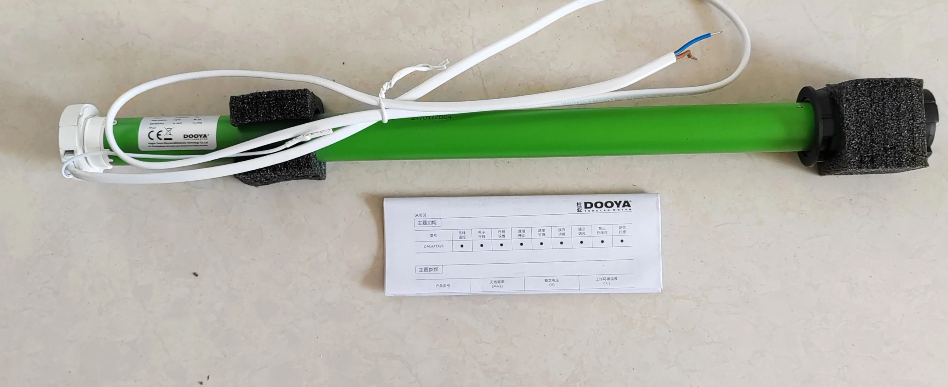 DOOYA-Tubular Motor with Install Brackets, Suitable for Roller Blind Zebra Blinds, Original DM25TE, 38mm Tube, 100-240V