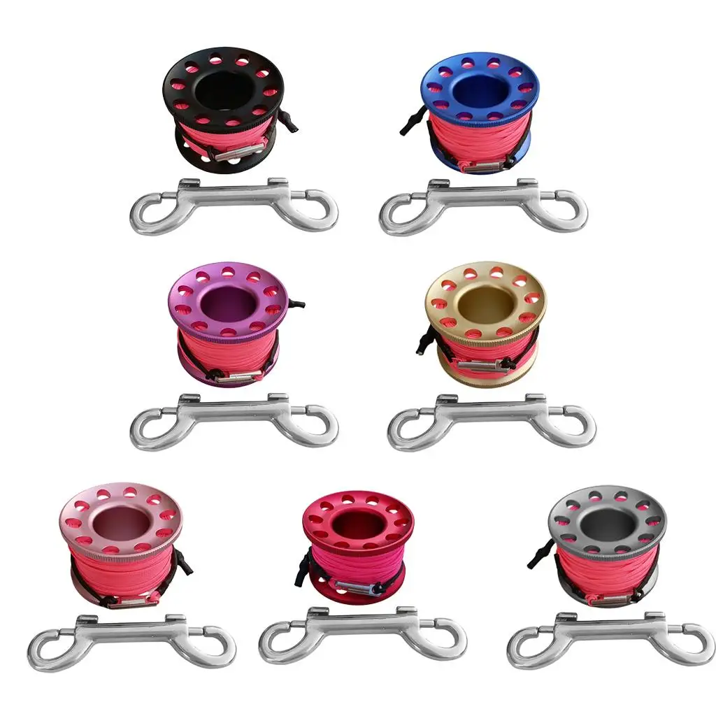 

Техническая катушка для дайвинга с двойным карабином и подводным волоконным тросом для профессионального снаряжения для подводного плавания