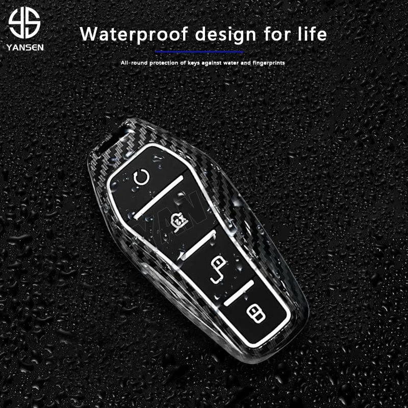 ABS Carbon fiber Key Case  For BYD Qin Song Plus Tang Han DM-p ATTO3 Seal U Dolphin EV Remote Car Key Cover Protective Shell