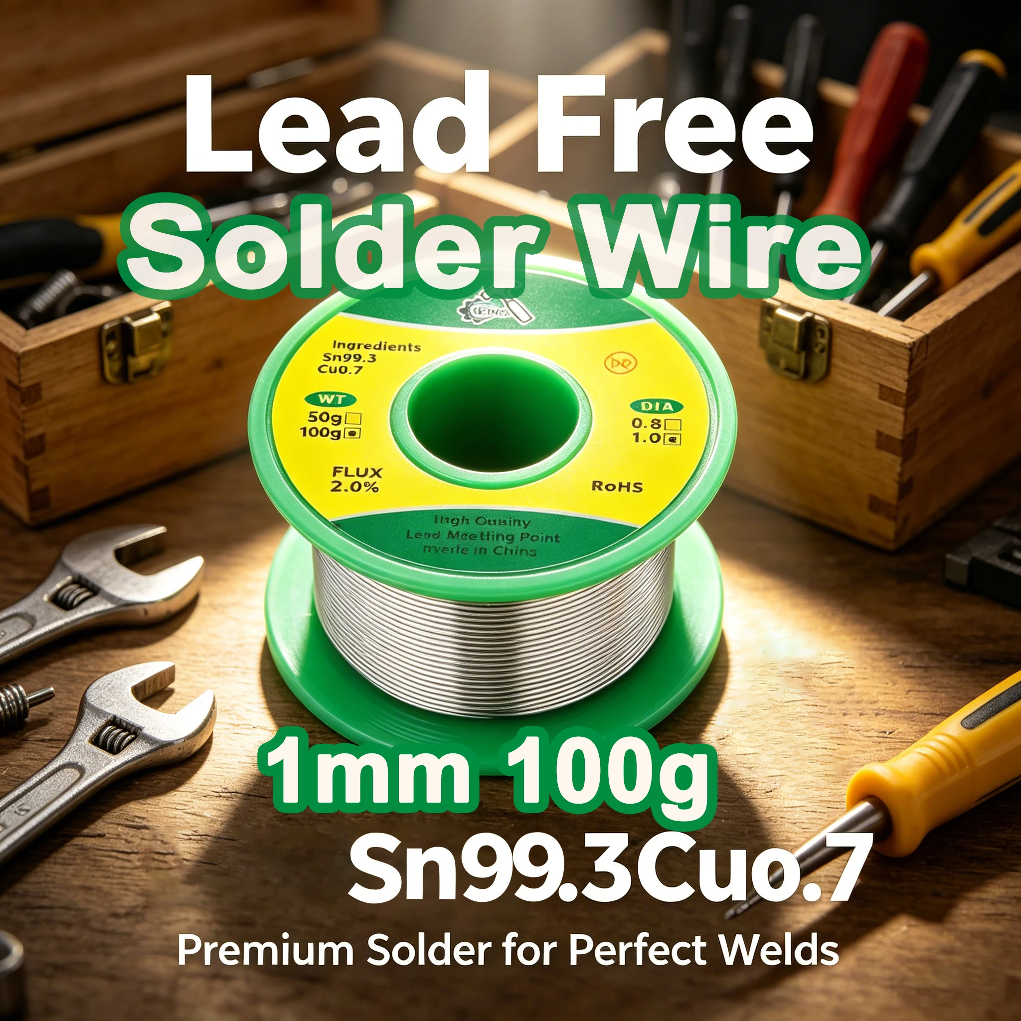 0.8mm 1mm Lead-Free Solder Wire 20g/50g/100g, High Purity Tin With Flux, Eco-Friendly for Electronics Soldering,