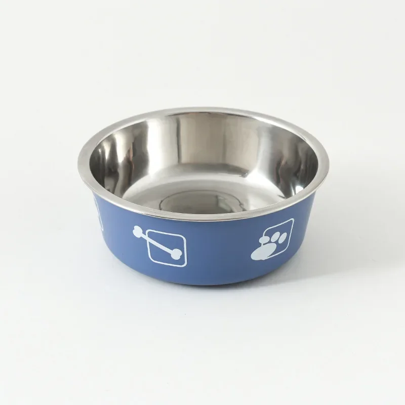 Designer Stainless Steel Color Spray Paint Dog Bowl Pet Bowl Water Feeder Pet Non-slip Multi-color Environmentally Friendly Spot