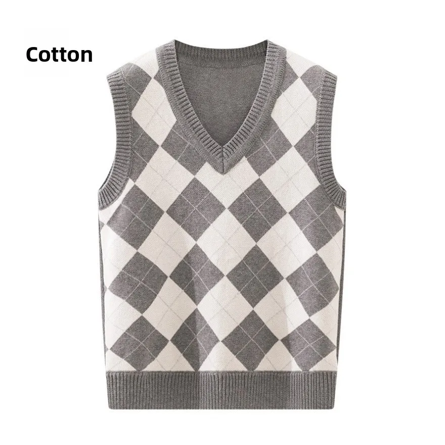 

Men's Pure Cotton Knitted Vest Autumn Winter Thiened Outerwear Busin Casual Sle V-Ne Svel Patchwork Design
