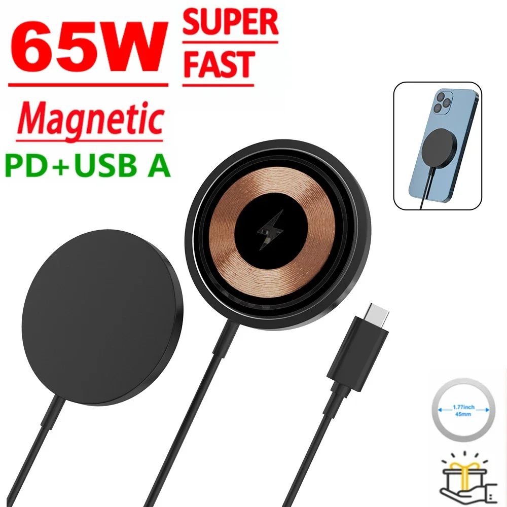 Supporto per caricabatterie Wireless magnetico forte da 65W per iPhone 14 13 Pro Max Sumsang Xiaomi Huawei USB tipo C Macsafe ricarica rapida