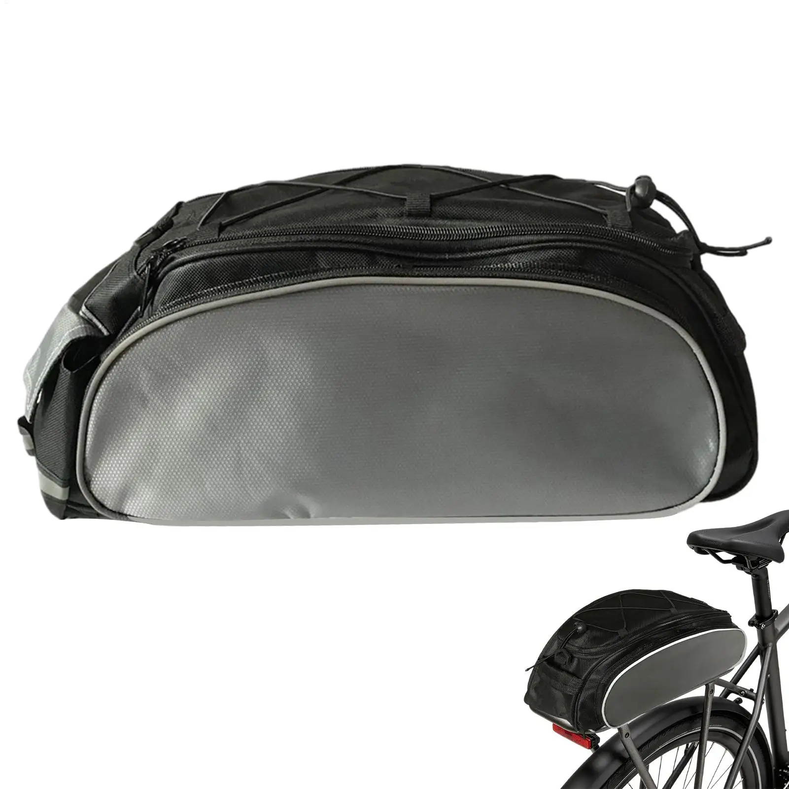 Bike Bag Rear Rack Bag Universal Bike Seat Bag with Removable Shoulder Strap Large Capacity Bicycle Storage Bag