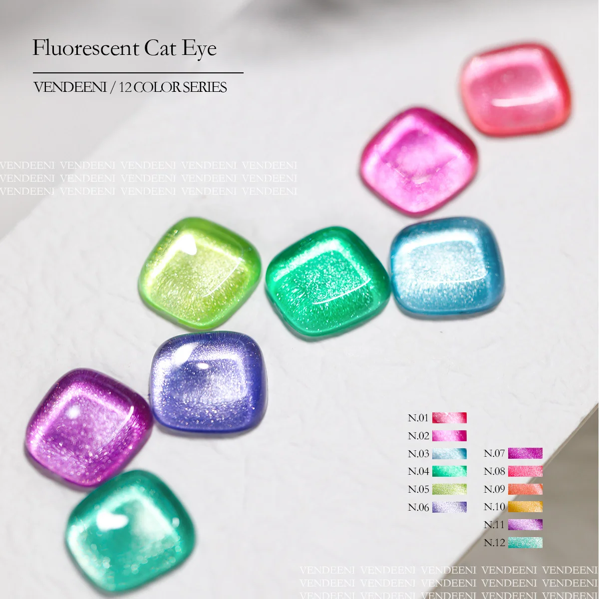 Vendeeni New Trend 12colors Glass Beads Cat Eye Gel Polish Moonlight Magnetic Cat Eye Nail Art Gel Support