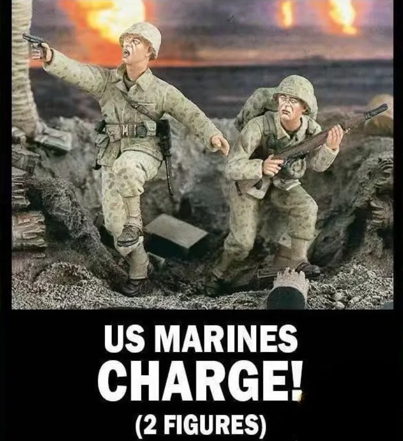 High Quality 1:35 Scale  Resin Model Figure Kit USMC Marines Attacking in Pacific History Miniature Scene Unassembled Unpainted