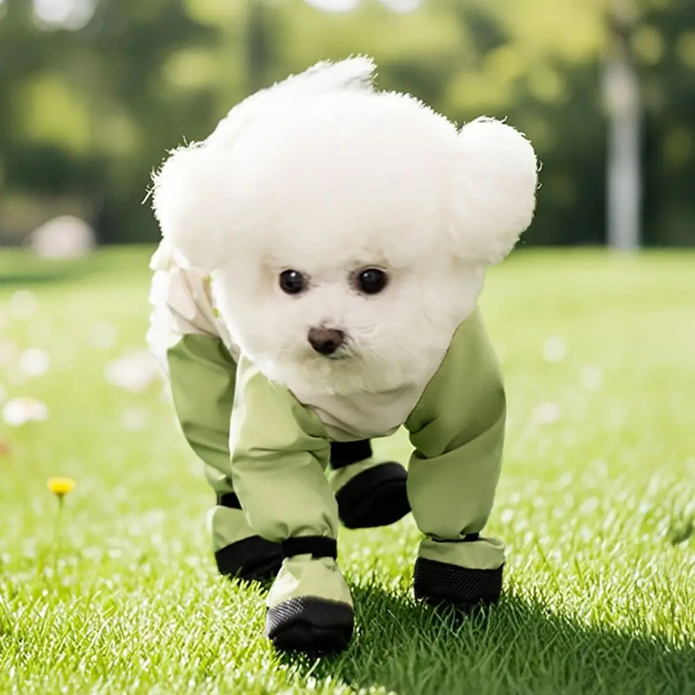 Reflective Stripe Pet Strolling Going Out Pants Back Adjustable Dust-proof Dog Boot Leggings Waterproof Anti-Slip Pet Clothes