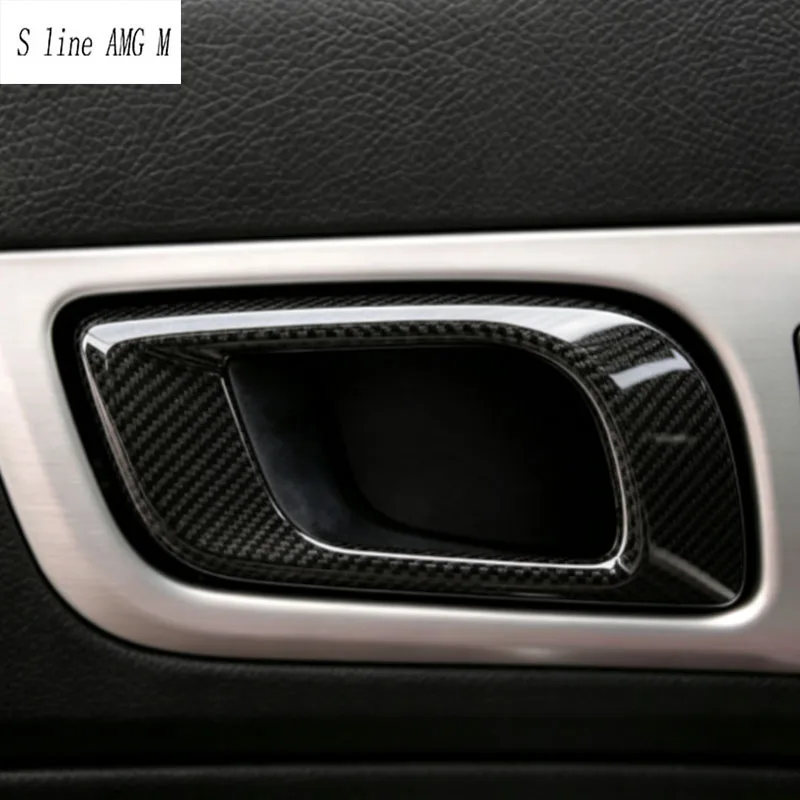 For Mercedes Benz SLK R172 2011-2015 RHD Carbon fiber Car Inner Door Pull Handle CD panel Cup holder Gear shift Sticker Cover view 2