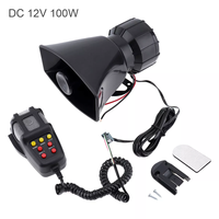 7 Tone Sound Car Siren Megaphone Vehicle Horn Alarm Loudspeaker Handheld Speaker Car Horn Car Warning Alarm 12V 100W with Mic