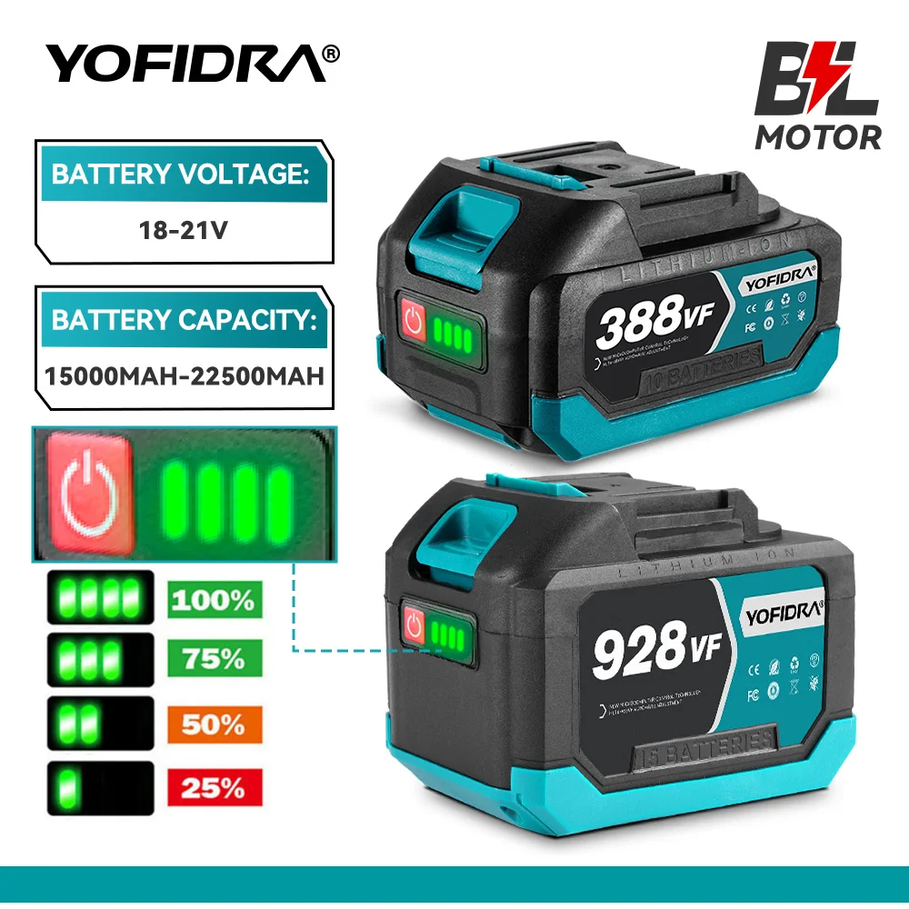 YOFIDRA 21V Wiederaufladbarer Lithium-Akku 3.0Ah 4.5Ah Elektrowerkzeug Li-Ion-Akku für Makita 18-21V Akku-Pin